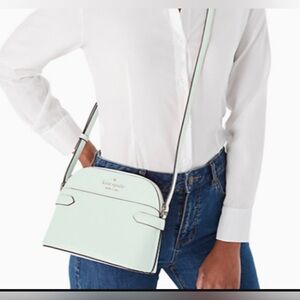 Kate Spade Staci dome  Crystal Blue ( Mint ) leather crossbody  purse